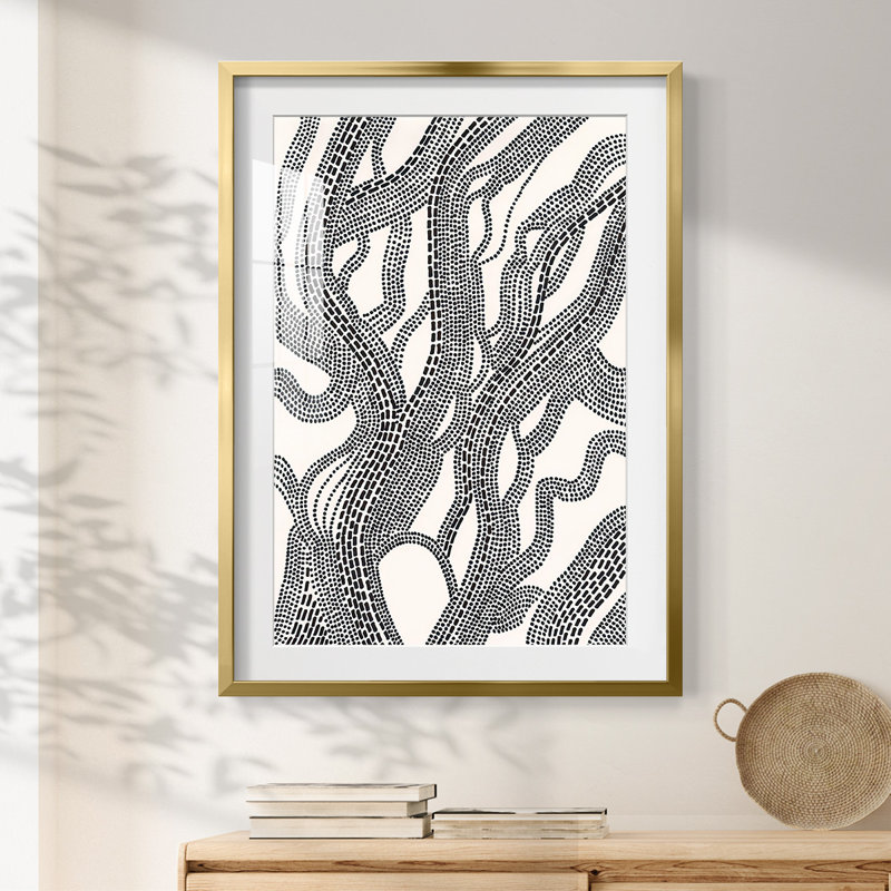 Dots and Dashes I -Framed Print, 25.5" H x 17.5" W, Gold