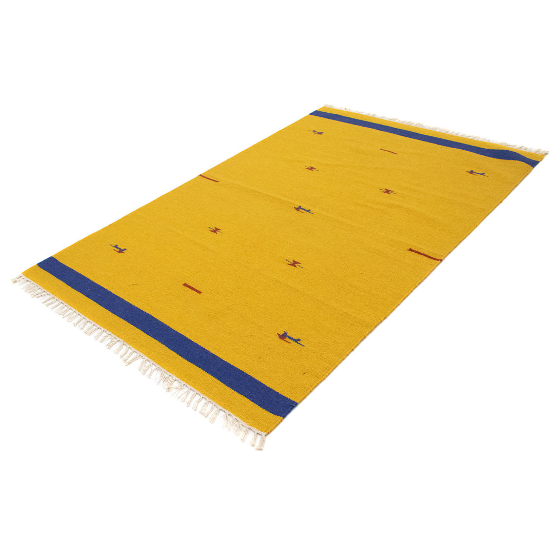 Handmade Kilim Wool Yellow Indoor/Outdoor Rug