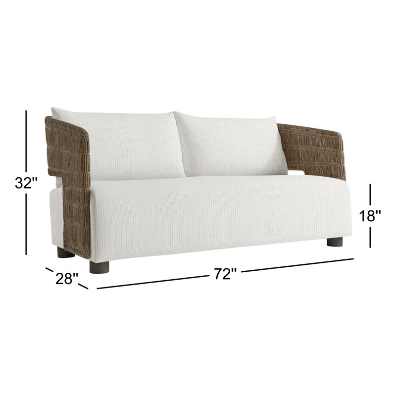 Maldives Outdoor Teak Loveseat, Cream Outdoor Poly 6070-002