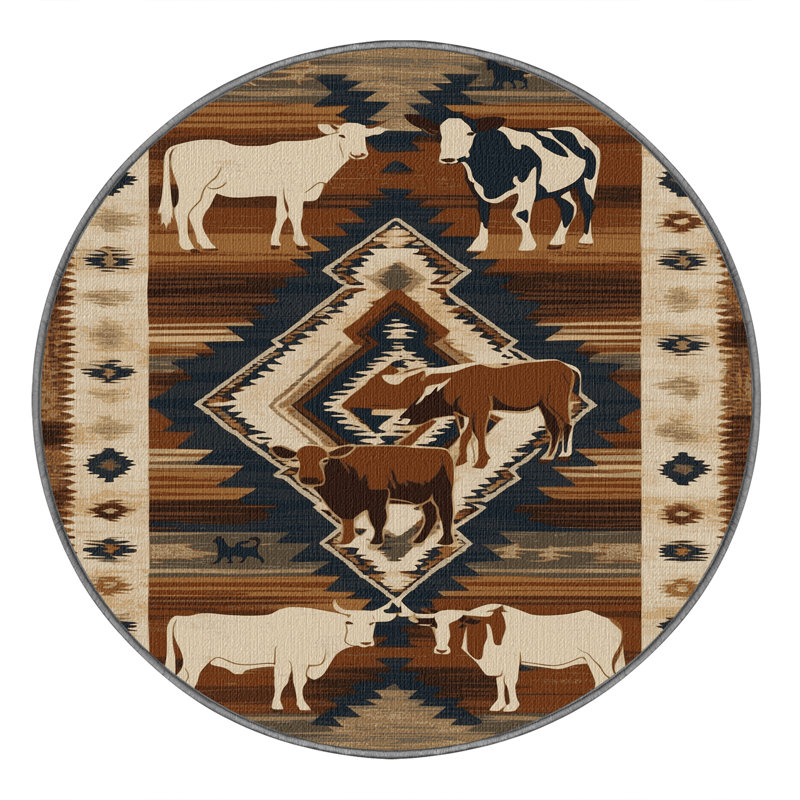  Tapis lavable Ranch Southwestern, Rond 4 pi