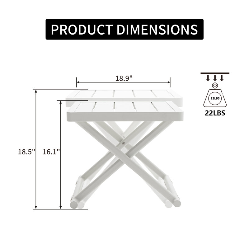 Table d'appoint pliante en aluminium Ashleigh-May, Blanc
