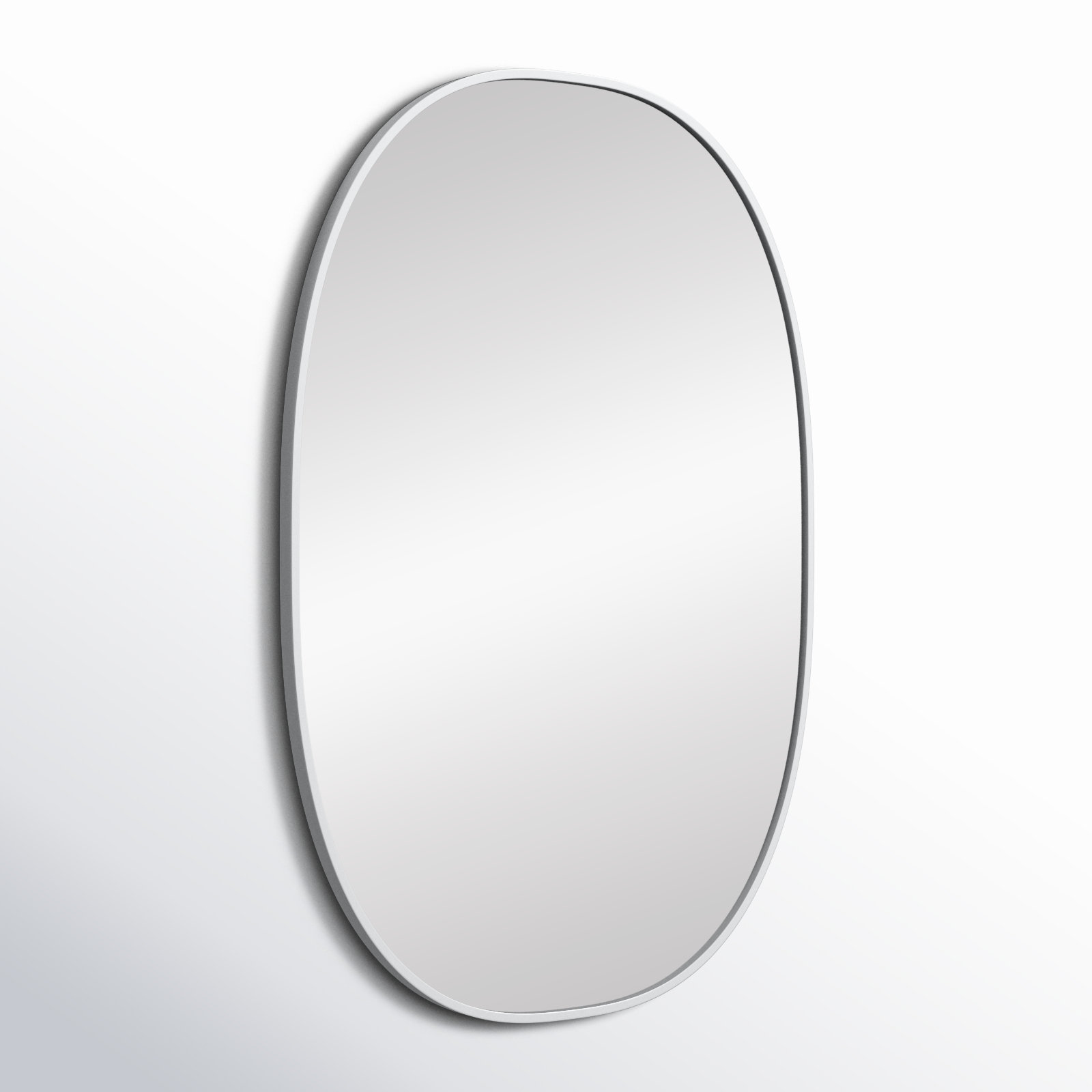 Sabine Metal Curved Oval Wall Mirror, Silver, 40" x 27"