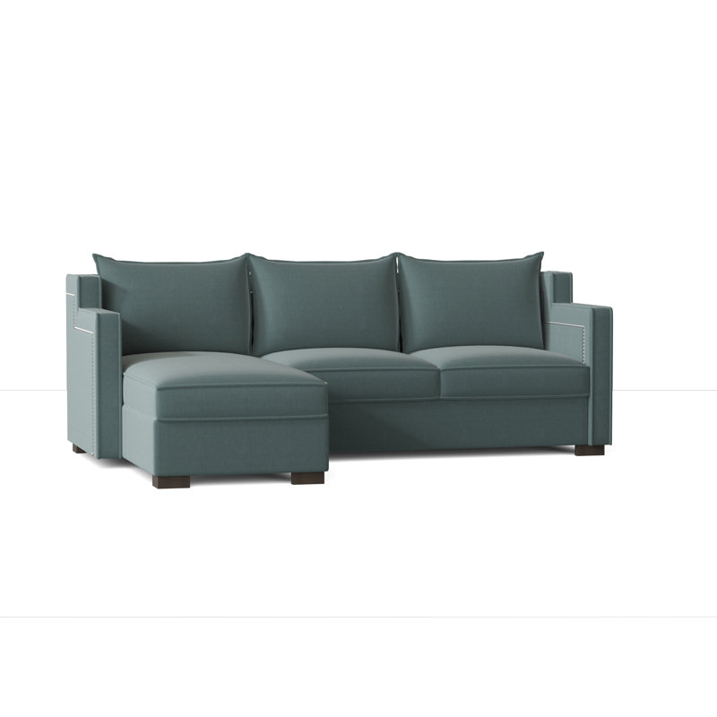 Parker Upholstered L-Shaped Sectional Left Hand Facing, M9463 Teal, Antique White