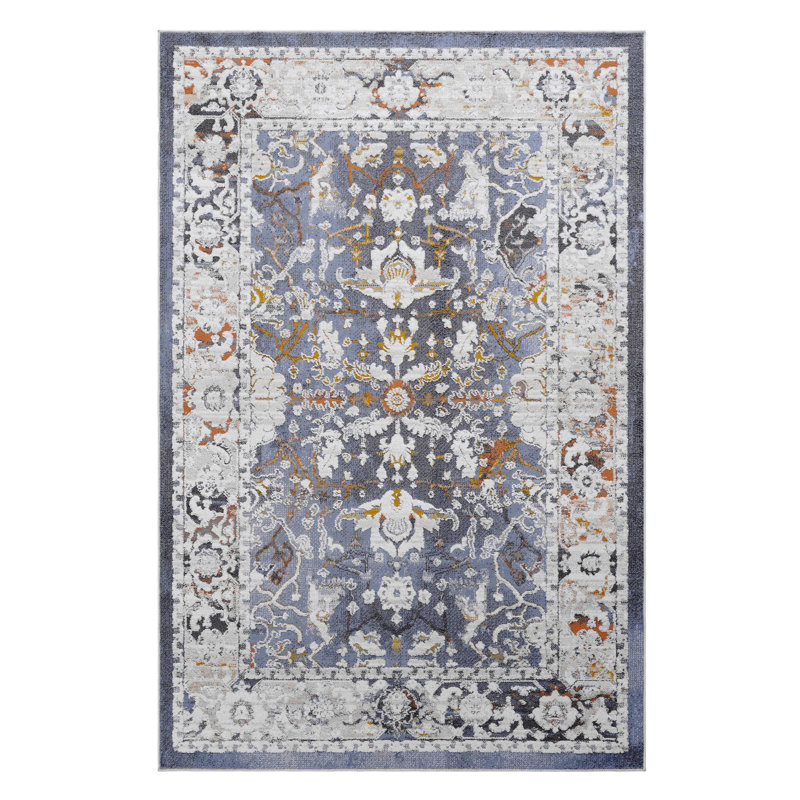 Area Rug, Collection 2X8 Blue / Traditional Runner Rug, Rectangle 7'9" x 10'