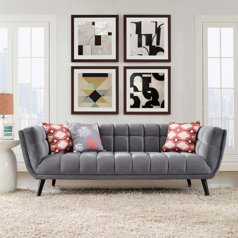 Carson Carrington Karhula Upholstered Sofa, Gray Performance Velvet