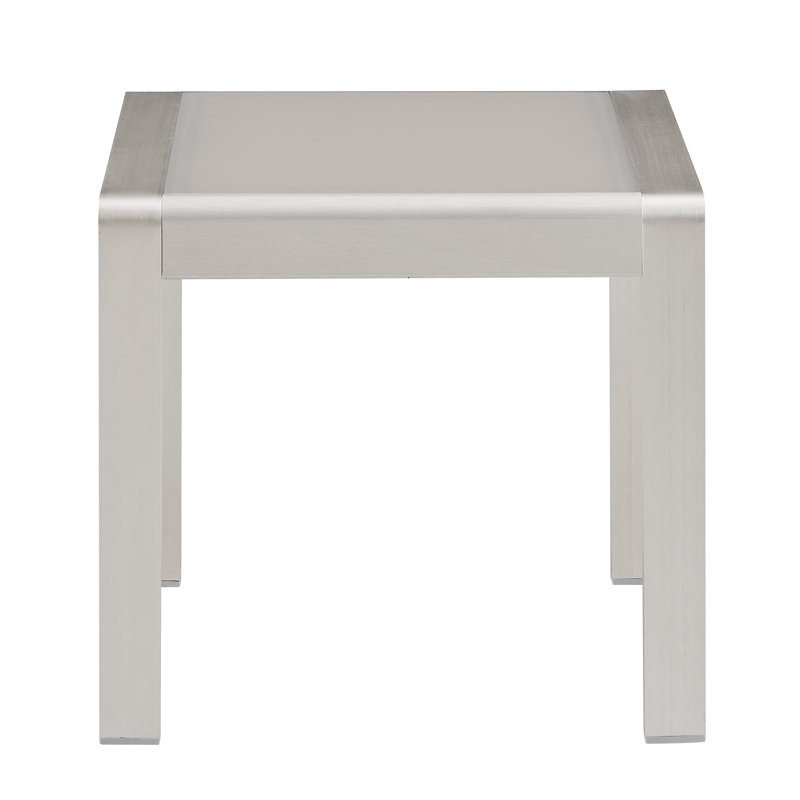 Magers Square Outdoor Aluminum and Tempered Glass Side Table, Gray/Gray