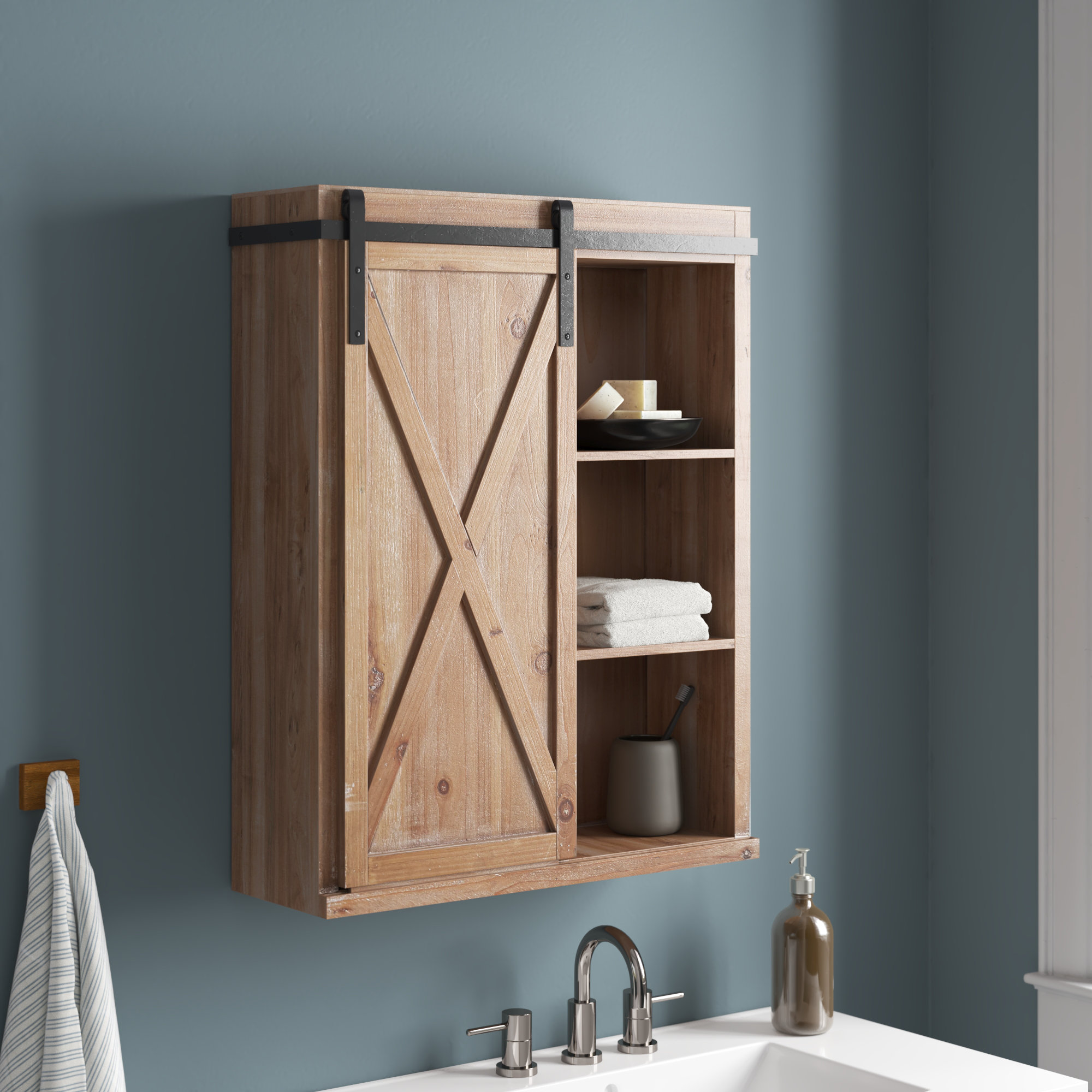 Steelside™ Pomona 48H Metal and Solid Wood Bath Floor Storage Shelf &  Reviews