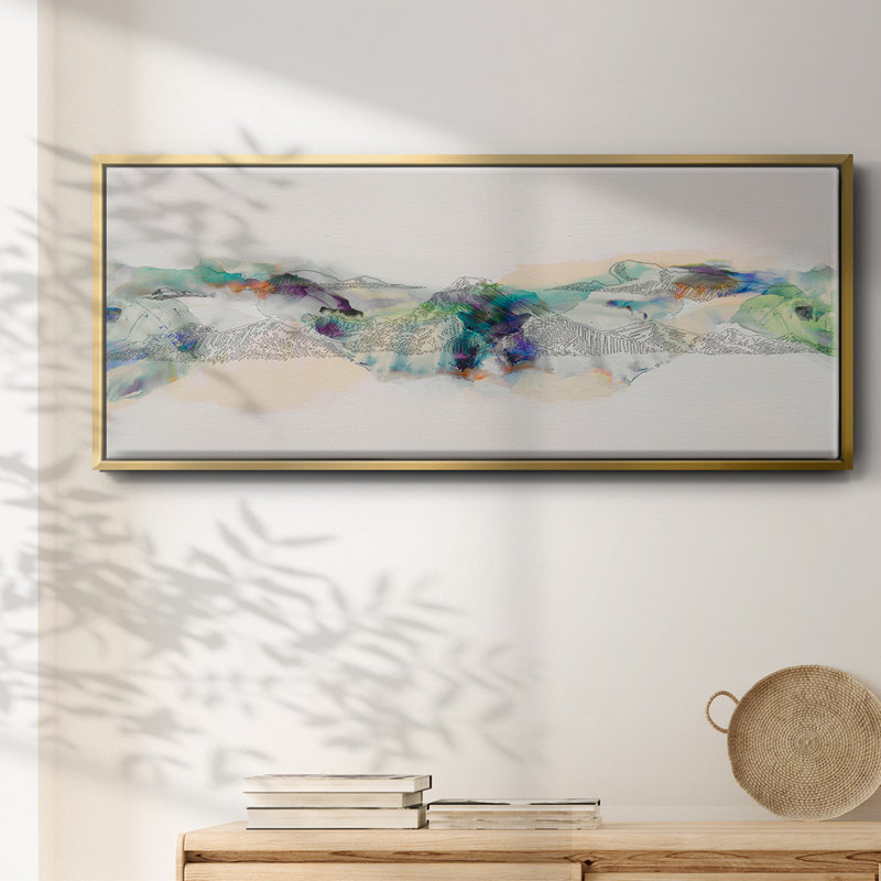 Abstract Mountain Range- Framed Canvas, 12" H x 30" W