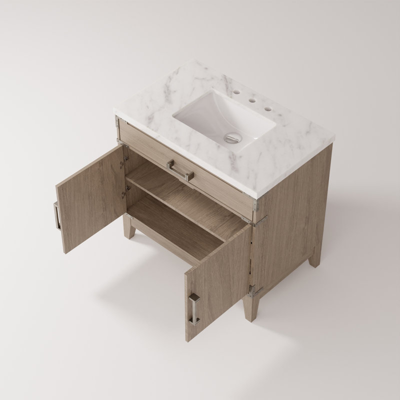 Meuble-lavabo simple avec plateau en marbre