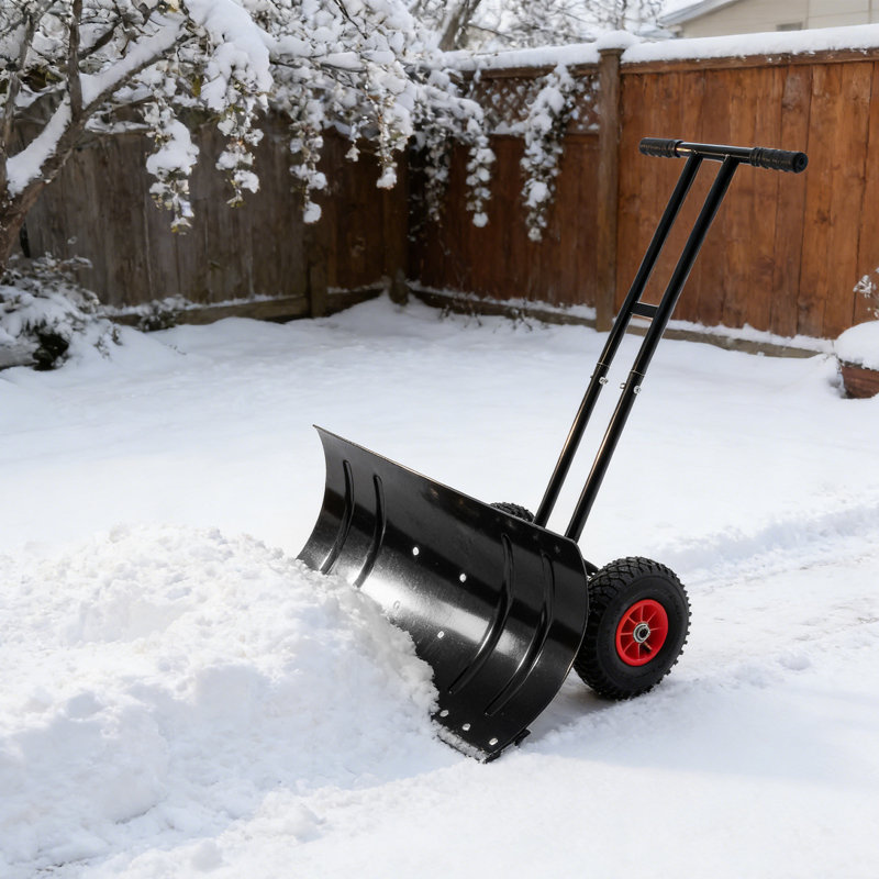 Pelle à neige en métal avec angle de la lame, chasse-neige avec roues