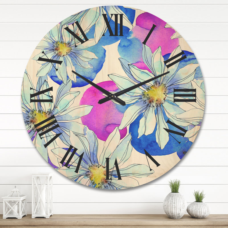 Horloge murale «Daisies with Leaves I», Très grand