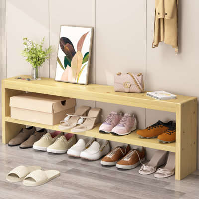 Skinny Wood Bench Indoor - 47 x 8 Inch Narrow Wooden Bench for Entryway, Solid Wood Shoe Rack for Front Door Entrance, Farmhouse Bench for End of Bed, Dining Room & Hallway-Natural Unfinished