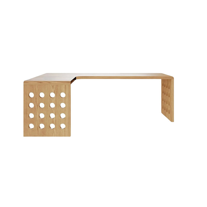 Bureau en bois massif en L Burlywood, H 29,53 po x l 62,99 po x P 39,37 po, Retour à gauche