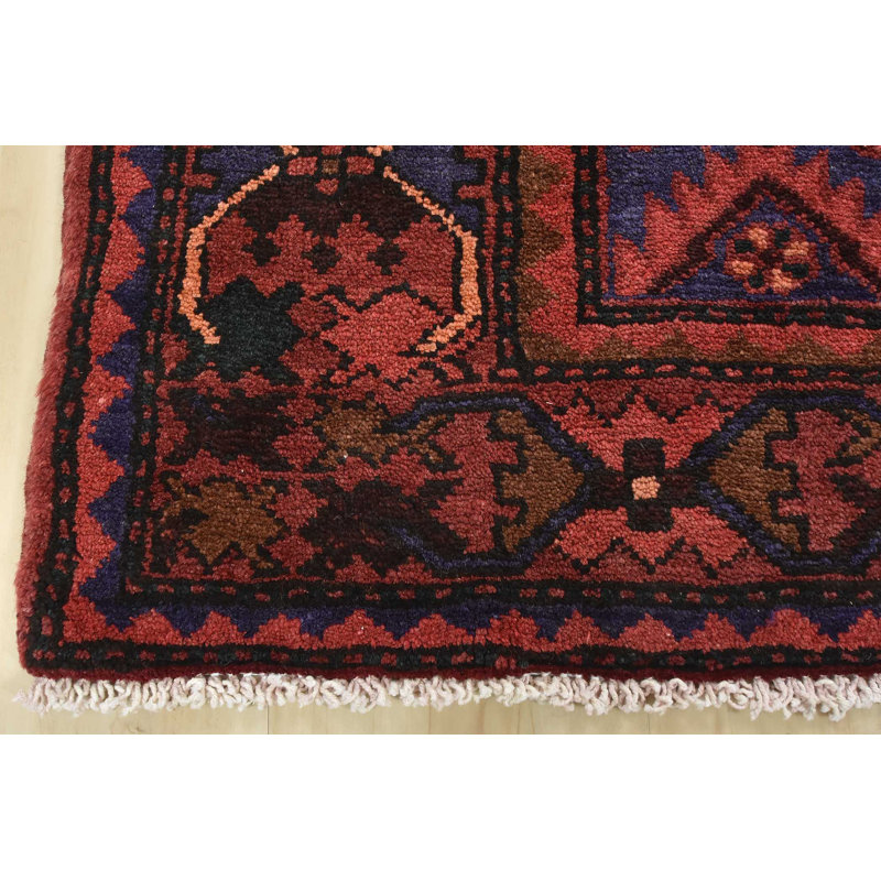 Tapis rouge en laine 4 pi 5 po x 7 pi 2 po Farhib One-of-a-Kind 1980
