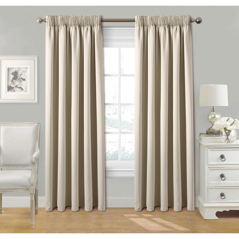 Gammell Blackout Curtain Pair, Beige, Width 229 x Drop 229cm