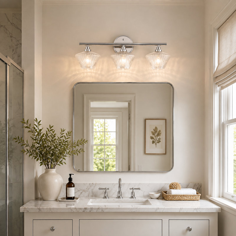 3 - Light Dimmable Bath Sconce, Silver
