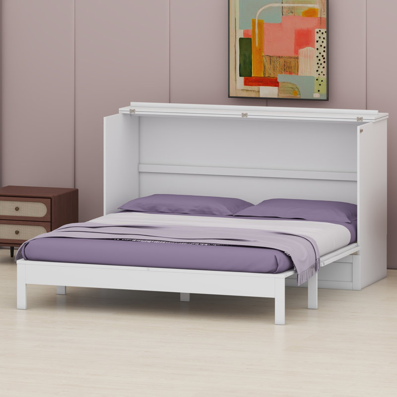 Lit escamotable avec tiroirs de rangement Murphy, White