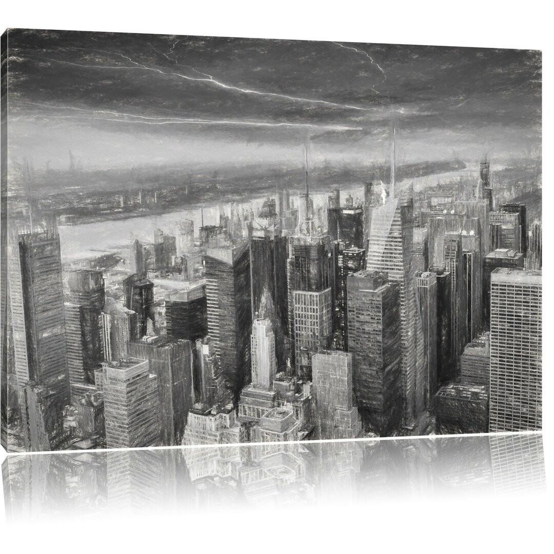 Leinwandbild Skyline New York in Schwarz/Weiß