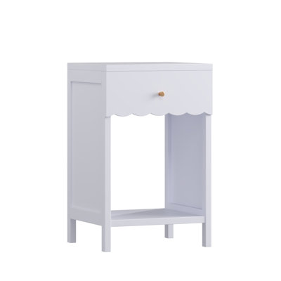 Modern  Nightstand With Drawer And Open Shelf,Scalloped Edge Bedside Table For Bedroom, Cute Minimalist Side Table For Kids Room Or Girls' Room,Light Purple
