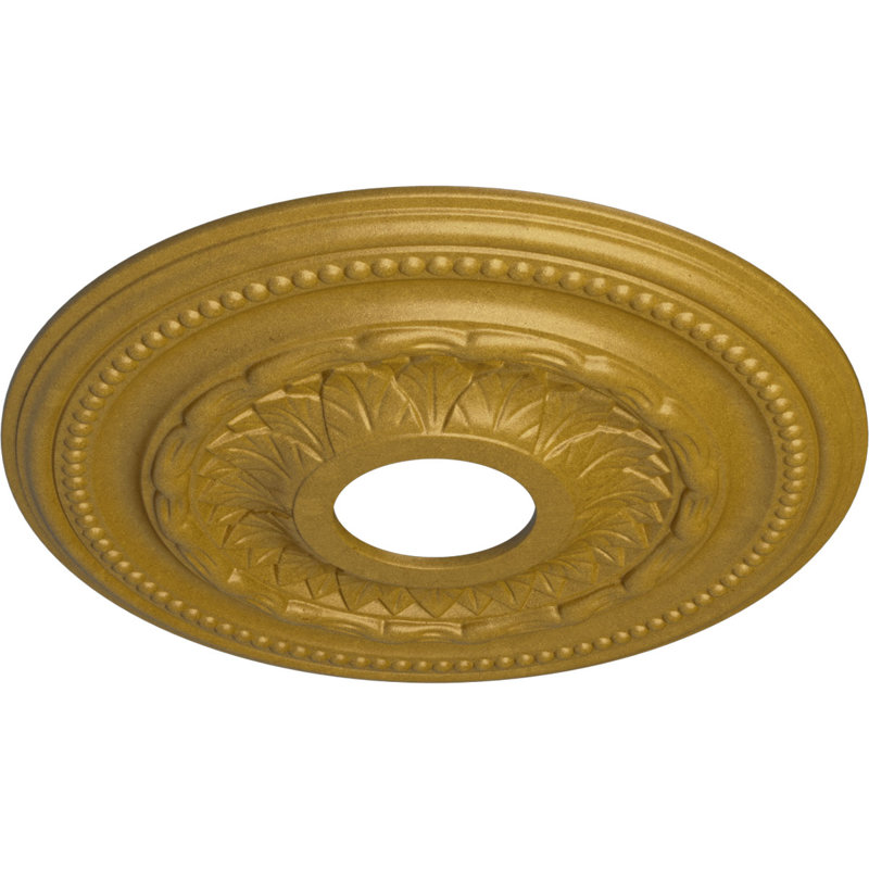 Médaillon de plafond Endurathane Galway, P 15 3/4 po x P 3 1/4 po x P 1 po (convient aux auvents jusqu'à 3 1/4 po), finition dorée Pharaon peinte à la main