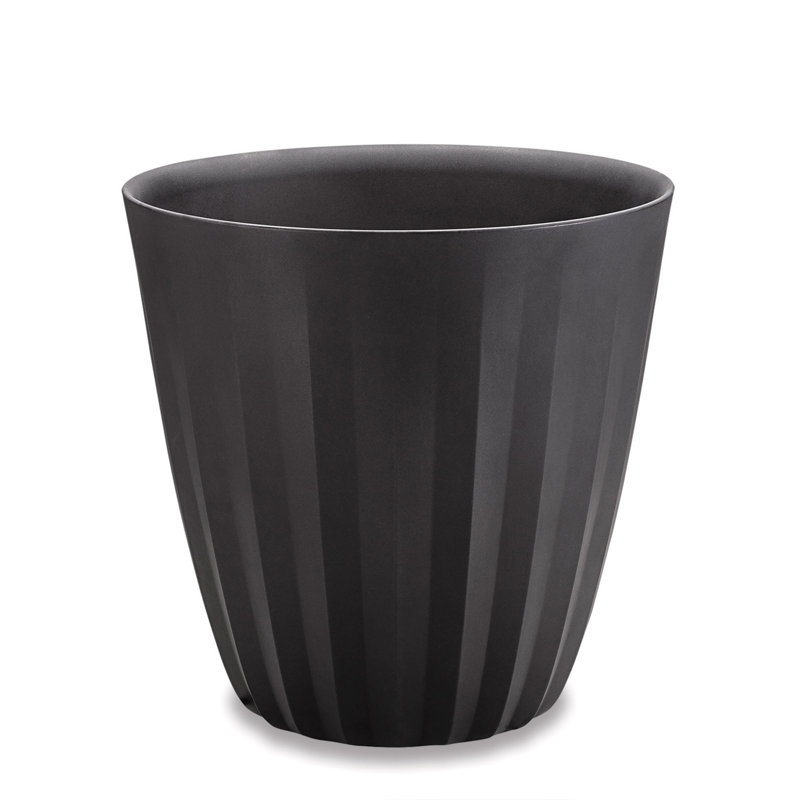 Pot à fleurs moderne Crescent Garden Pleat, H 15 po x l 15 po x P 15 po, Caviar noir