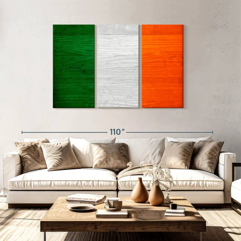 Bois de Borges, drapeau de l'Irlande, H 48 po x l 74 po