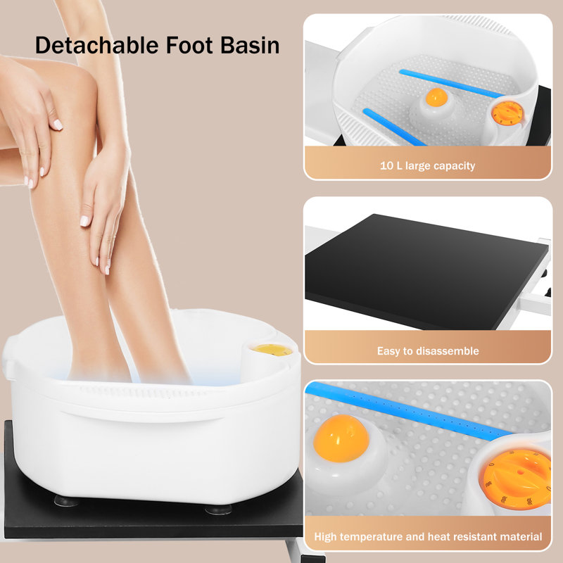 Fauteuil de pédicure avec pédicure de massage pour Nail Tech et bain de pieds, fauteuil de pédicure pivotant à 360 °, Rose