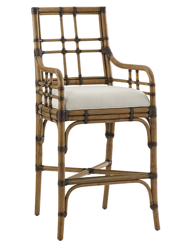 Twin Palms Upholstered Stool, Bar Stool (30.25" Seat Height)