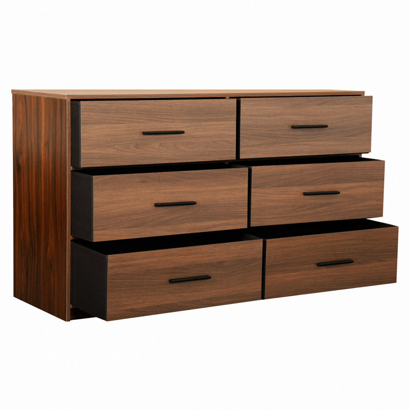 Commode avec grands tiroirs en tissu, Brun