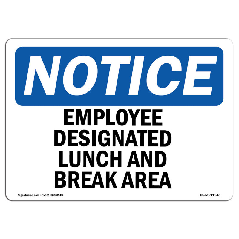 Enseigne de zone de pause-repas, H 18 po x l 24 po x P 0,1 po