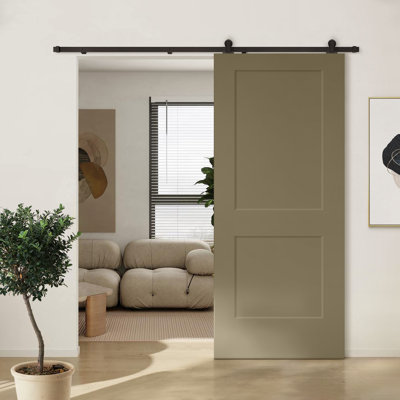 80'' Solid + Manufactured Wood Paneled without Installation Hardware Kit Barn Door