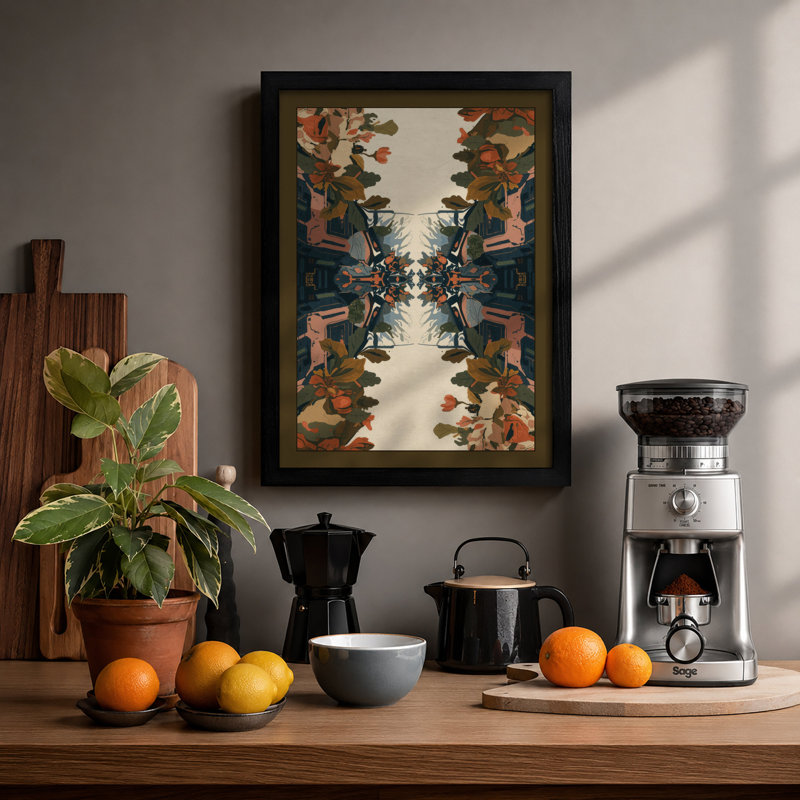 Symmetrical Garden Mirrors Eclectic - Print, A2 - 59.4 x 42.0 cm, Black
