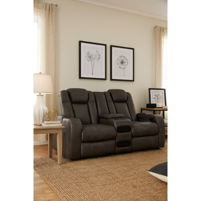 Fynne LED Power Reclining Loveseat, Faux Leather 74 Inch