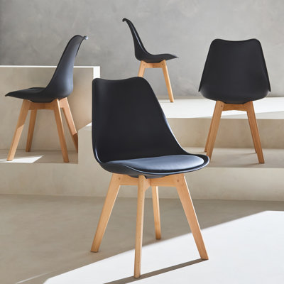 Scandi-style Nanja Dining Chair with wooden legs, by 4