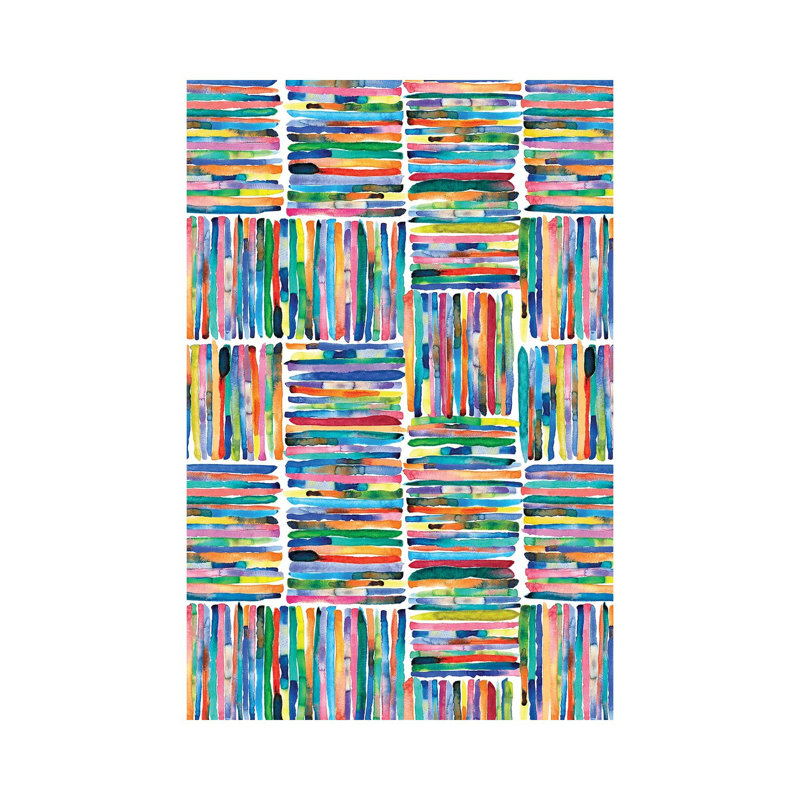 Handpainted Colorful Square Stripes by Ninola Design - Wrapped Canvas Gallery-Wrapped Canvas Giclée, 66.04 cm H x 45.72 cm W