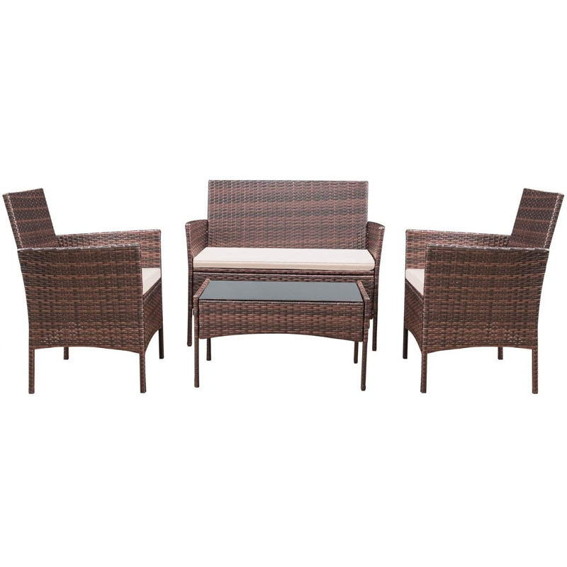 Ensemble de conversation pour patio 4 pièces, Brun