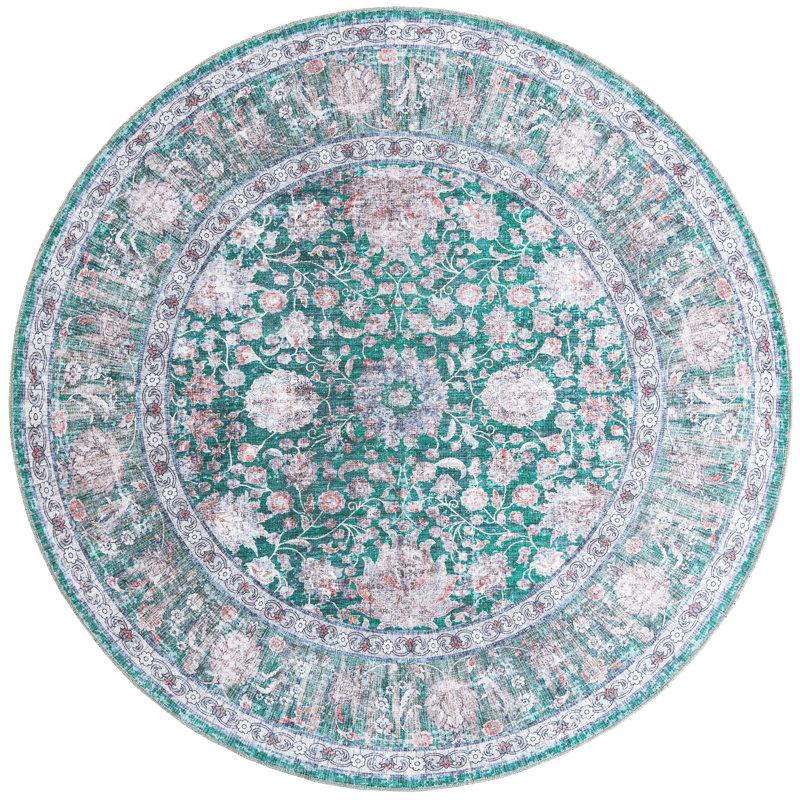 Tapis Samarth Thorine, Vert, Rond 7 pi 10 po