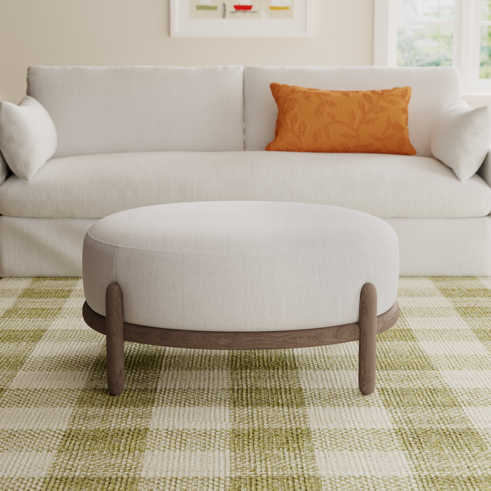 Marceline Upholstered Ottoman, Dark Brown