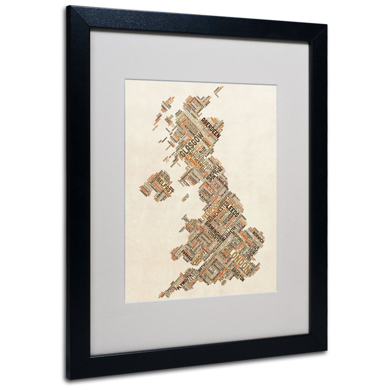 "united kingdom ii" par michael tompsett, art textuel encadré, Noir, H 20 po x l 16 po x P 0,5 po