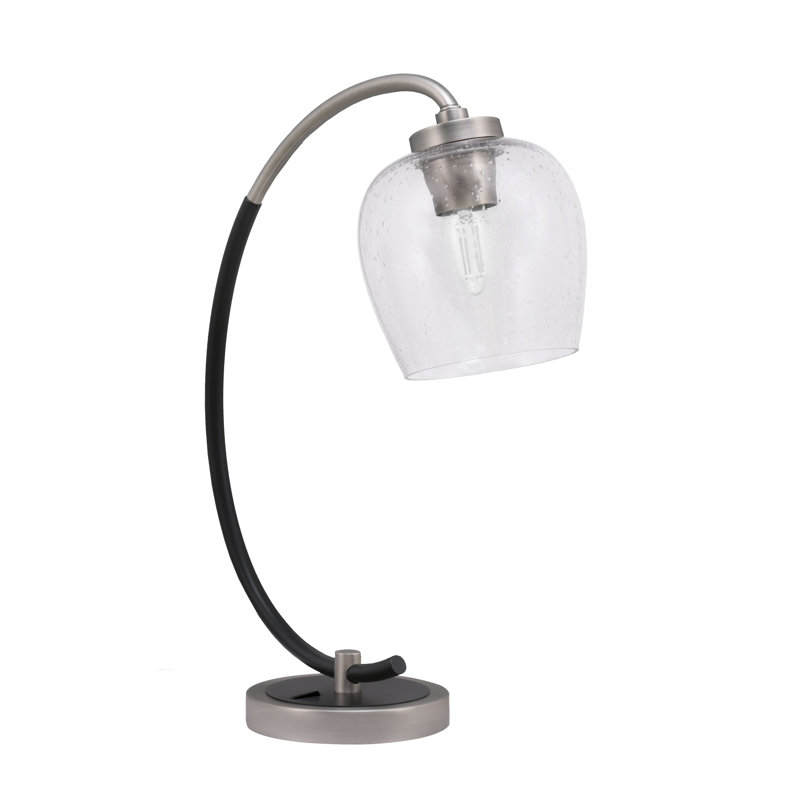 Lampe de bureau en acier inoxydable Wahab, Transparent, Graphite / noir mat