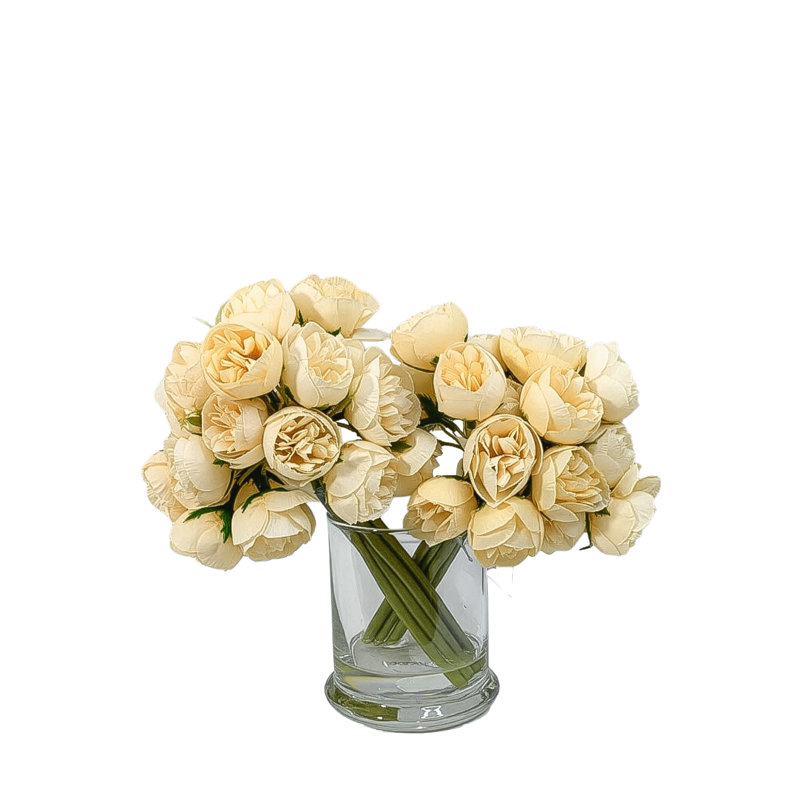 Peonies Floral Arrangement In Vase, Peach