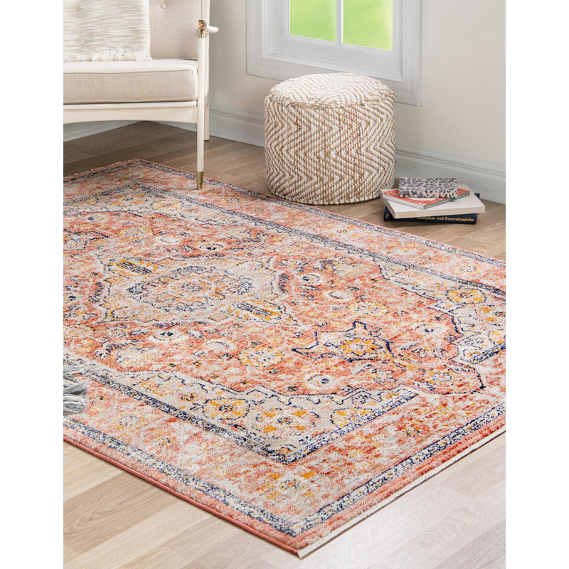 Alkire Oriental Area Rug, Rectangle 7'10" x 10'2", Brick Red