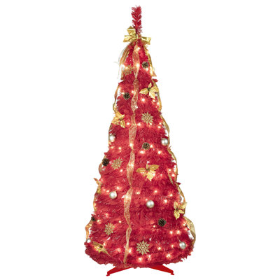 6FT Red Pop-Up Christmas Tree