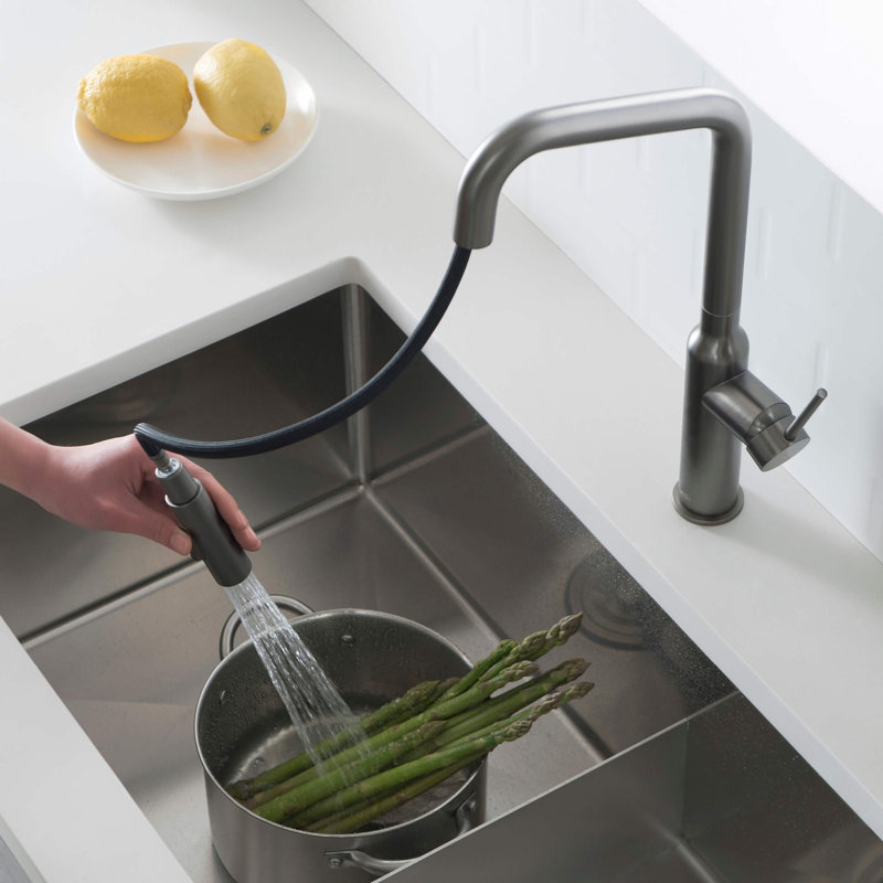 KIBI Macon Pull Down Kitchen Faucet, Titanium, Without Soap Dispenser