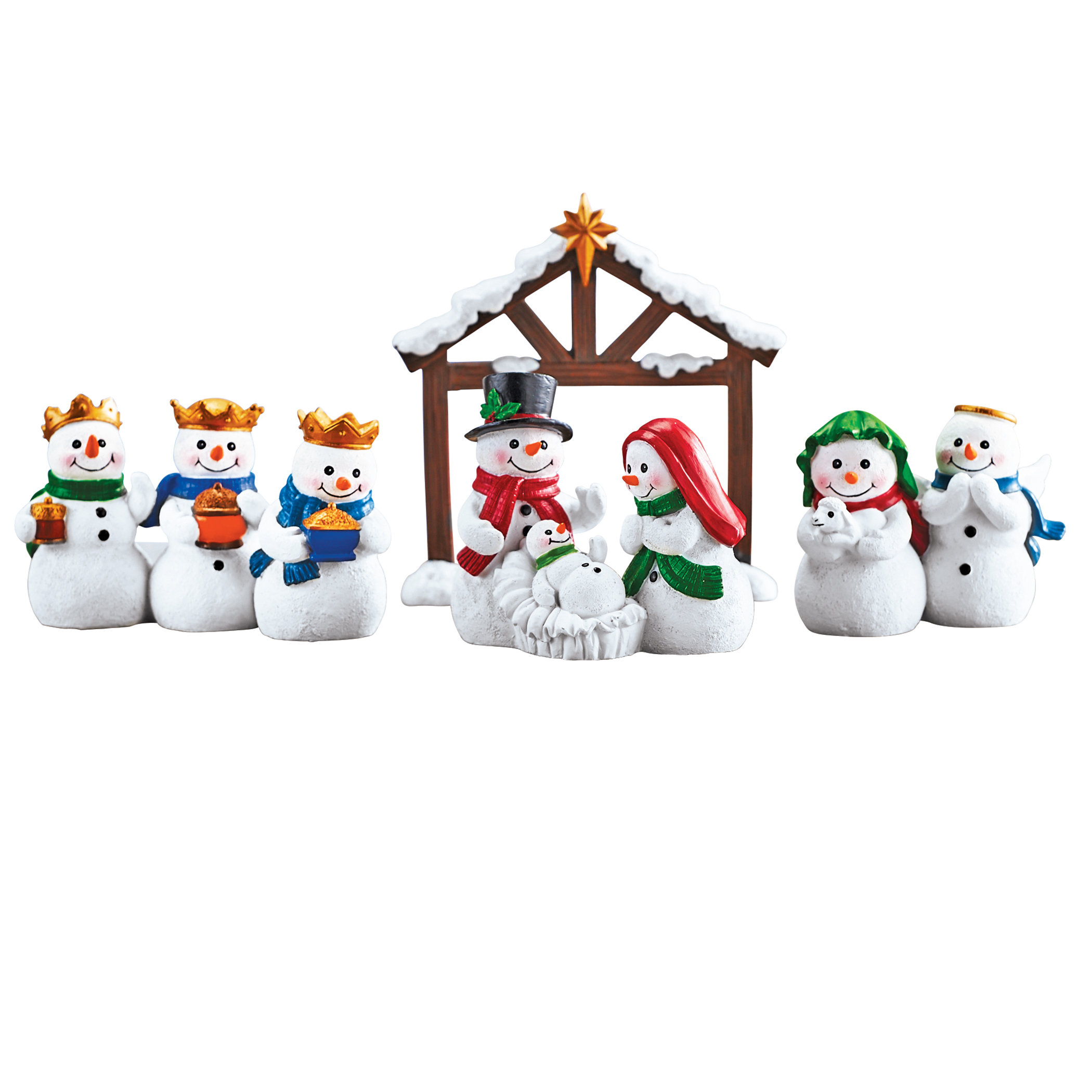 Ophelia & Co. Hand-Painted Snowman Nativity Scene 4-Piece Set | Wayfair