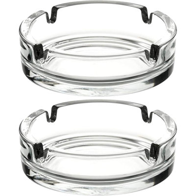 Ensemble de deux cendriers en verre transparent, élégants, frais et portables, convenant à la maison, au bureau, à l'intérieur / extérieur et à la terrasse.