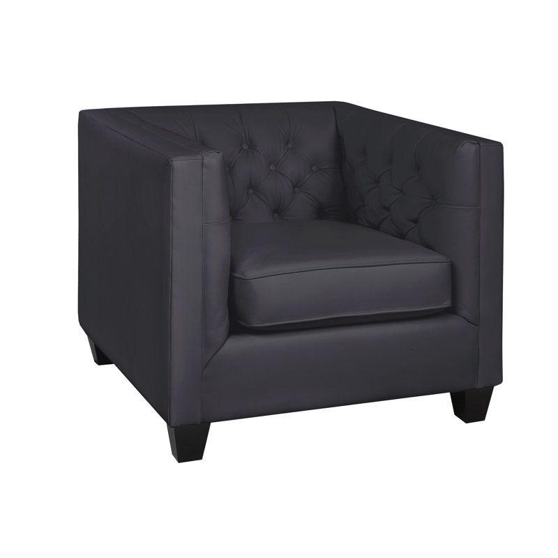 Fauteuil Bourne, Cuir véritable noir