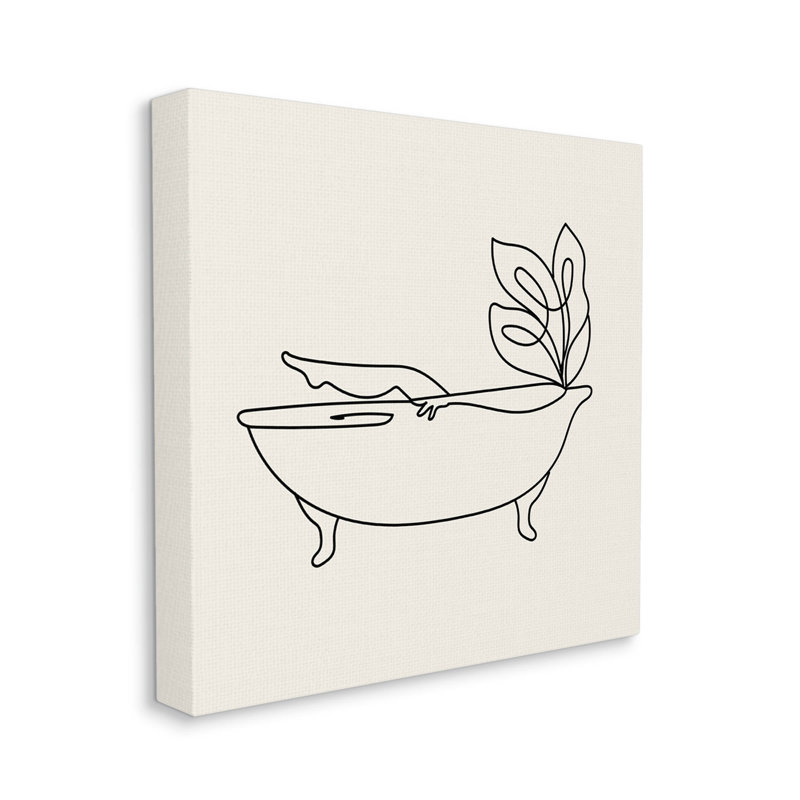 «Line Doodle Bath», art mural sur toile par Lil 'Rue, H 30 po x l 30 po x P 1,5 po