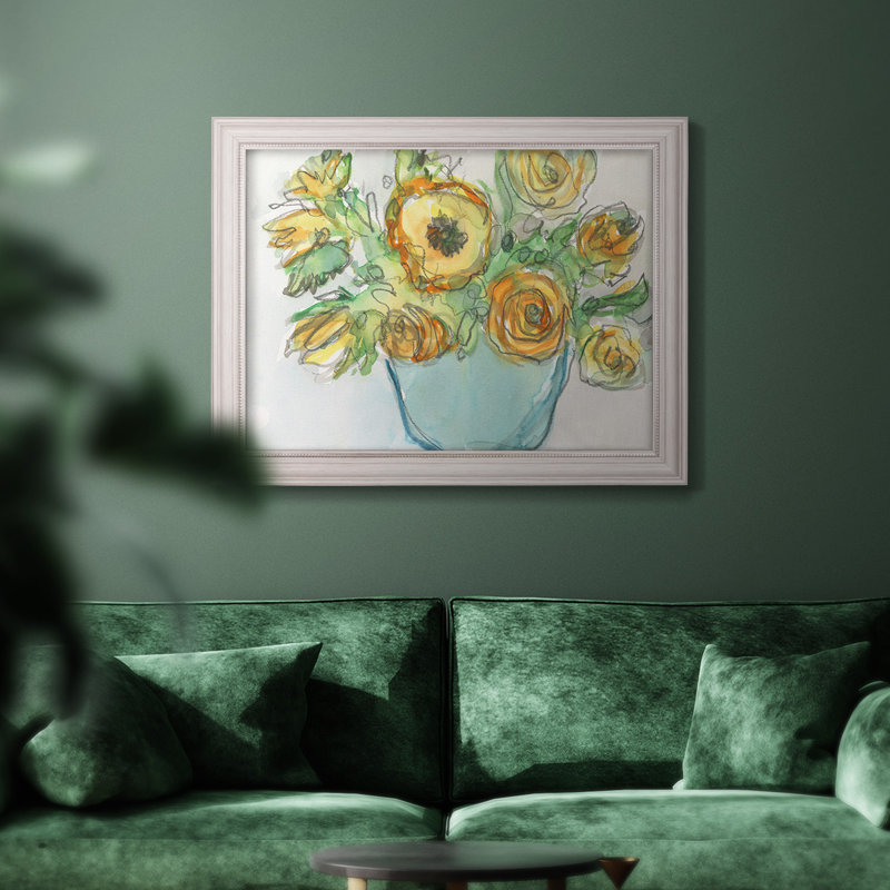 Accent floral printanier II, H 21 po x l 25 po x P 2,5 po, Toile avec cadre brun