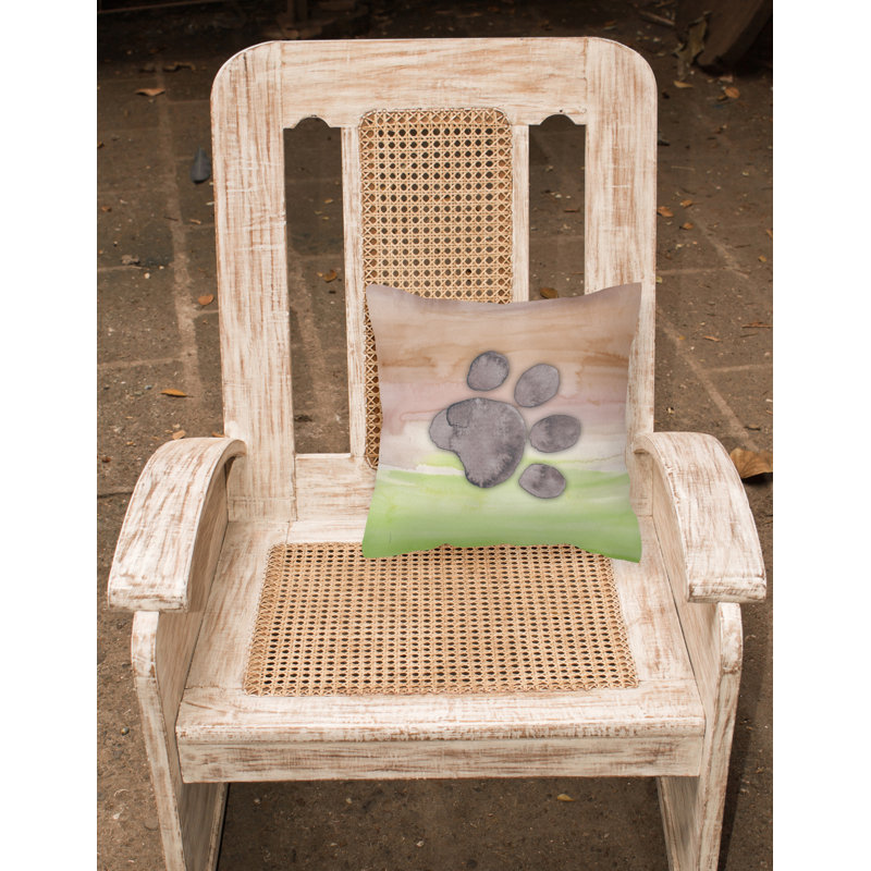 Coussin décoratif intérieur/extérieur en aquarelle de patte pour chien, 18 po x 18 po